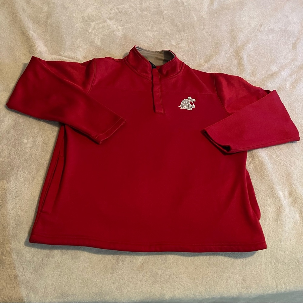 WSU Cougars Jacket Men XL Red Colosseum Quarter‎ Snap NCAA Pullover Heavyweight
